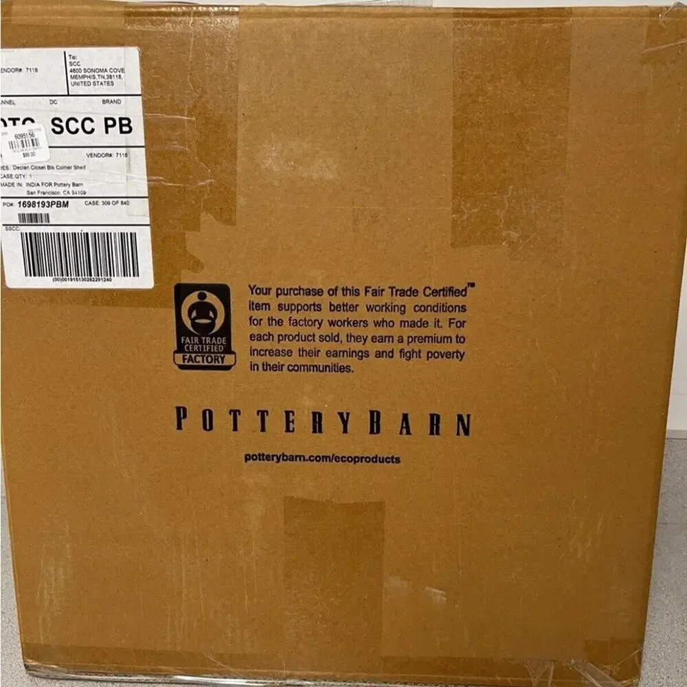 Pottery Barn DECLAN Corner Shelf Retired BLACK New in Box Sealed W/Hardware